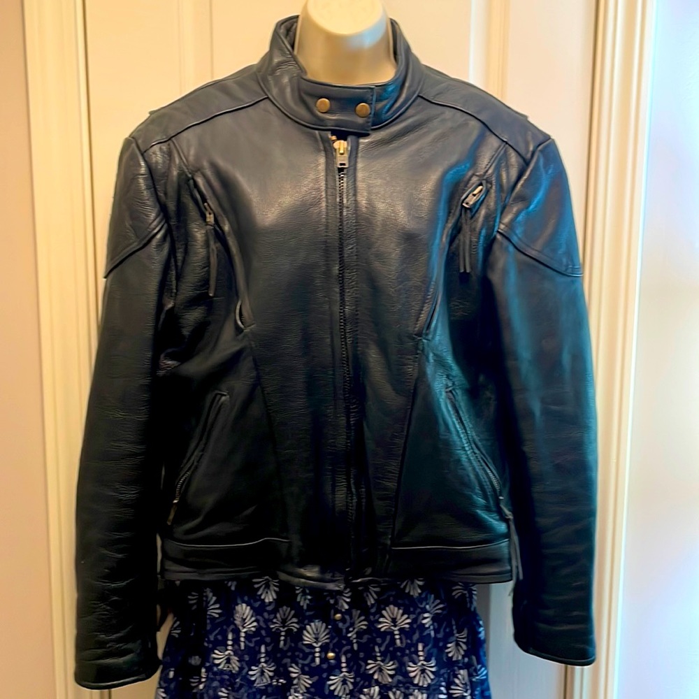 Ladies leather motorcycle jacket